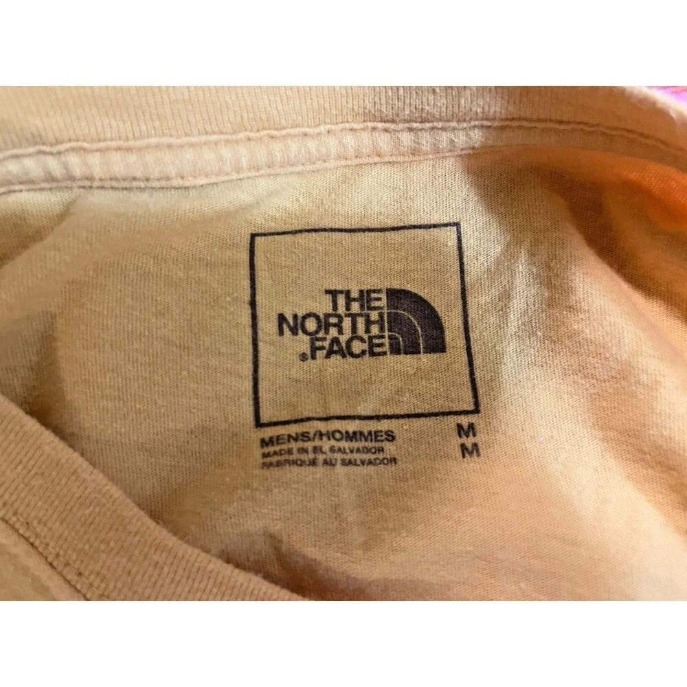 The North Face T-shirt Mens Short Sleeve Logo Size M Yellow Cotton